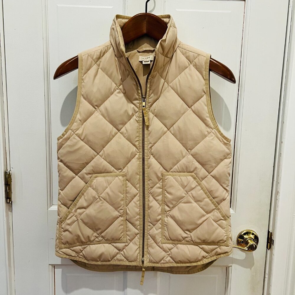 J.Crew Quilted Puffer Down Vest Beige size Small